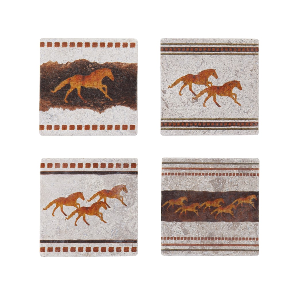 Paseo Road by HiEnd Accents Running Remuda Coaster Set, 4"x4", 4PC - 4"x4"