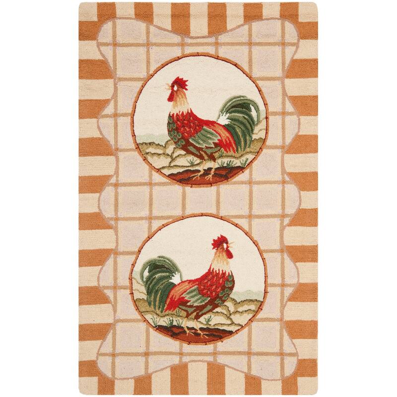 SAFAVIEH Handmade Chelsea Tatyana French Country Wool Rug - 5'3" x 8'3" - Beige - Rectangle