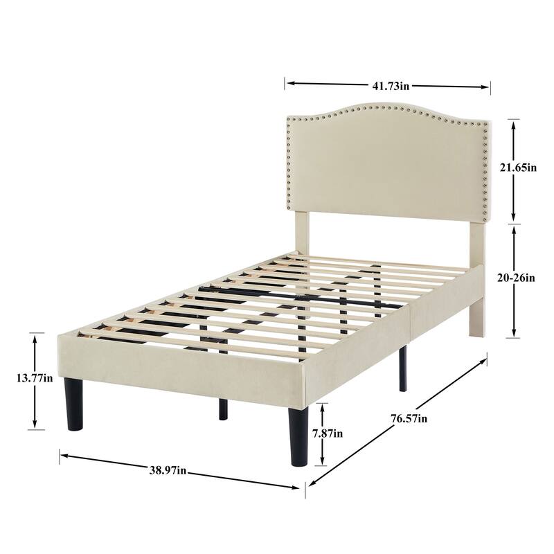 VCCELO 2-Pack Twin Size Bed Frame with Adjustable Headboard Noise-Free Twin Size Bed Set of 2 for Kids Room Dorm Apartments