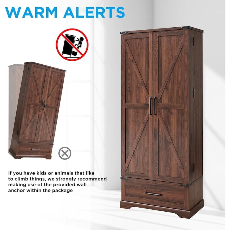 72" Farmhouse Kitchen Pantry Cabinet, Tall Storage Cabinet, Cupboard