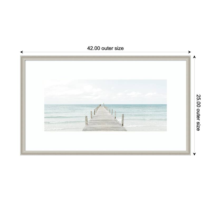 Kate and Laurel Wooden Pier On The Beach by Amy Peterson Framed Wall Art Print
