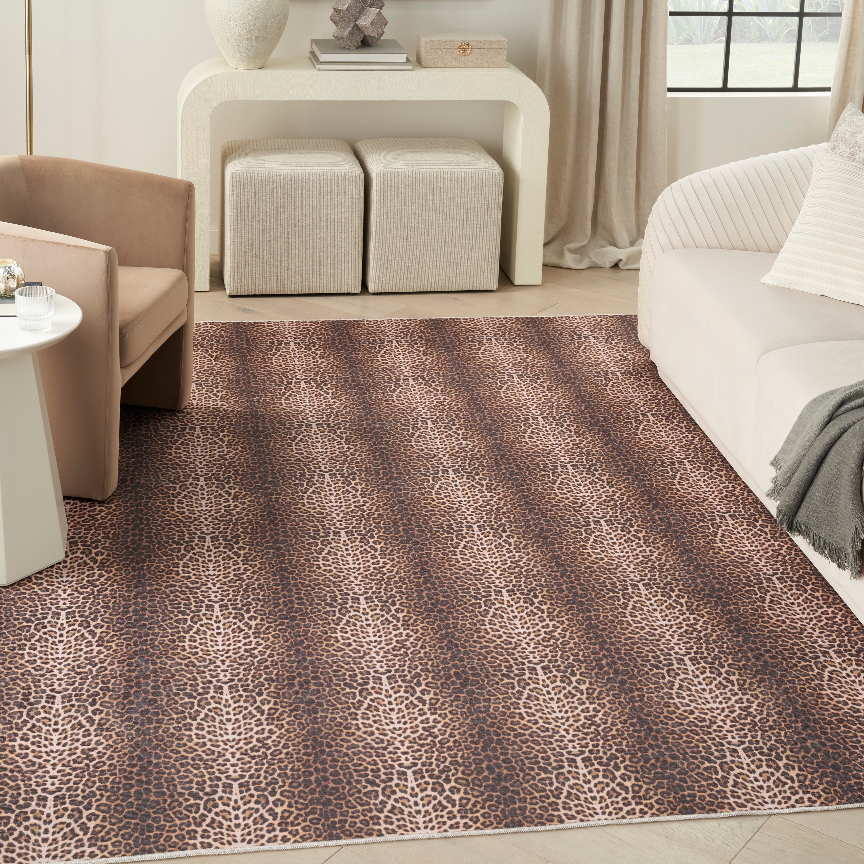 Nourison Washables Indoor Brown Animal Print Area Rug
