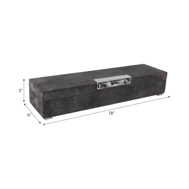 Casual Home Keepsake Box with Sculptural Hardware and Lid - 18", Gray - 18.0"