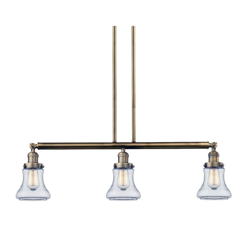 Innovations Lighting Bellmont 3 Light 39" Wide Linear Chandelier - Brushed Brass / Clear