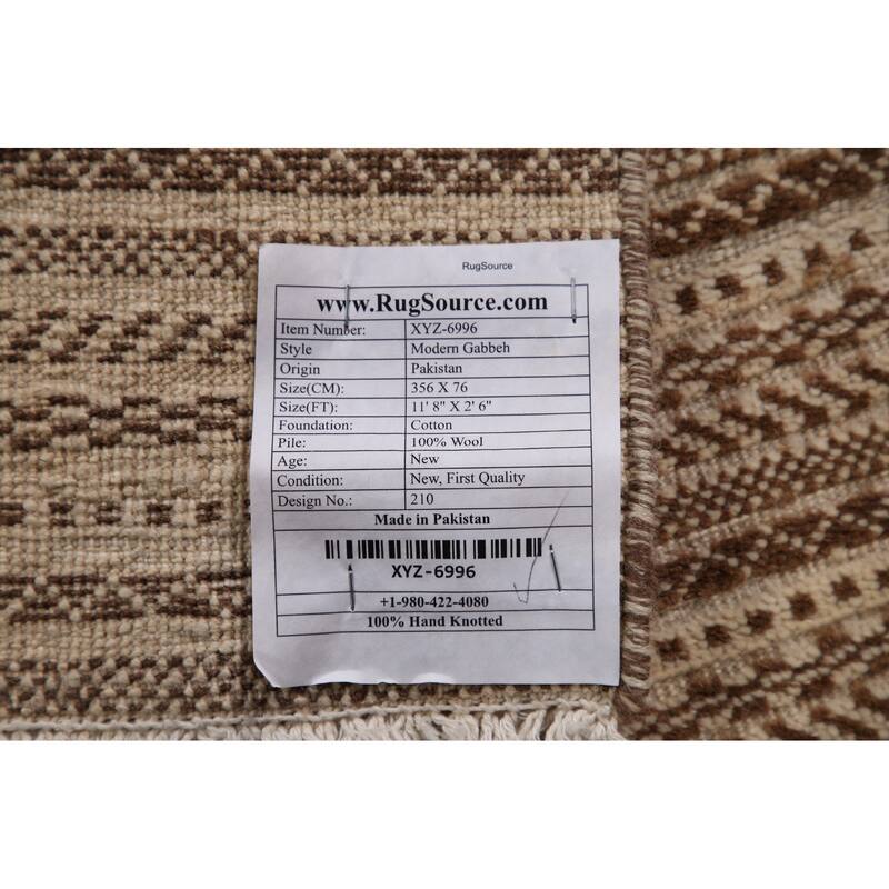 Striped Modern Gabbeh Runner Rug Handmade Wool Carpet - 2'6"x 11'8"