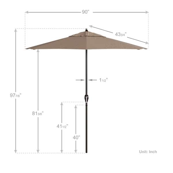 dimension image slide 12 of 20, North Bend 7.5 Crank Lift Auto Tilt Patio Umbrella with Outdoor Rated Olefin Fabric by Havenside Home