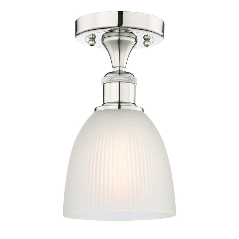 Innovations Lighting Edison Castile - 1 Light 6" Semi-Flush Mount - Polished Nickel/White