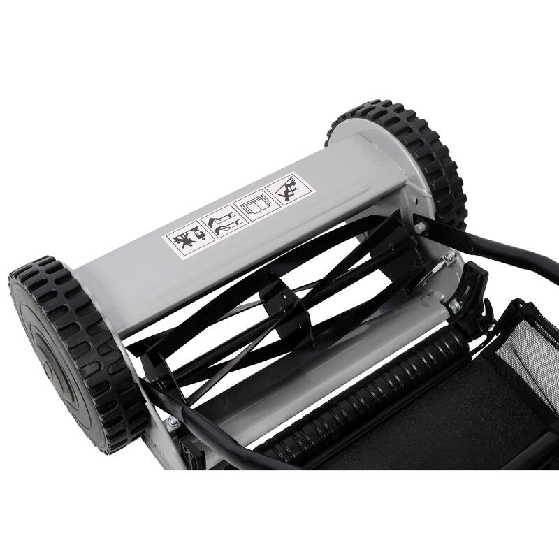 Anmytek Manual Push Reel Lawn Mower with Grass Catcher 14 Inch 5 Blade Walk Behind Eco Friendly Grass Cutter Gray