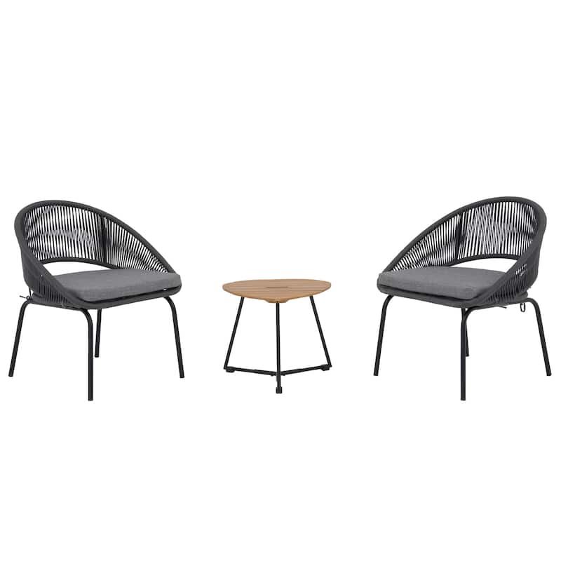 Outdoor 3 Piece Upholstered Wicker Patio Furniture Chair Modern Parlor Set