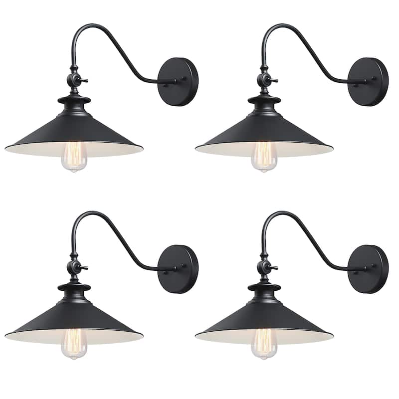 4 Pack 1-Light Outdoor Black Finish Barn Light