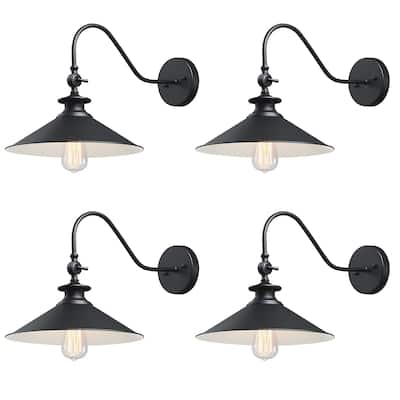 4PK Black Barn Lights Outdoor Gooseneck Sconces Wall Lighting