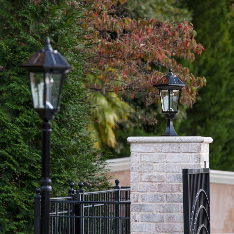 Windsor Bulb Black Solar 3' Fitter Post Light with Pier or Wall Sconce
