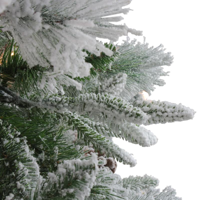 9' Flocked Rosemary Emerald Angel Pine Artificial Tree Clear LED - 9 Foot