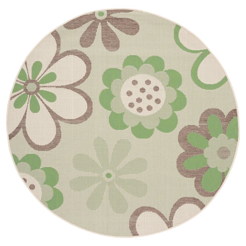 SAFAVIEH Courtyard Grania Indoor/ Outdoor Waterproof Patio Backyard Rug - 6'7" Round - Natural Brown/Olive