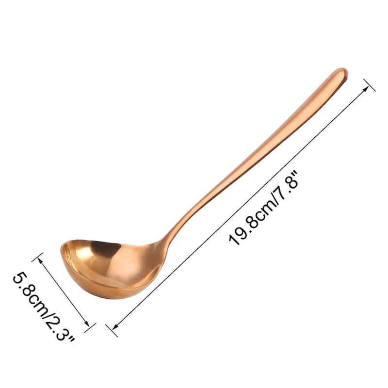 7.8" Stainless Steel Soup Spoon Ladle Kitchen Serving Tool - 7.8" x 2.3"(L*W) - Copper Tone