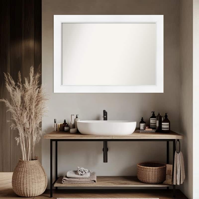 Sloped Non-Beveled Framed Bathroom Vanity Wall Mirror