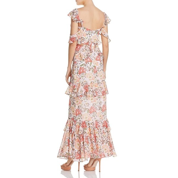 wayf milan cut out ruffle maxi dress