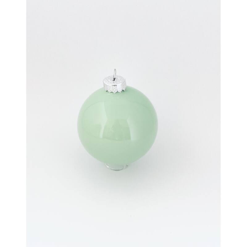 Pearl Finish Glass Christmas Ball Ornaments 3.25" (80Mm) Aqua Blue 8Ct