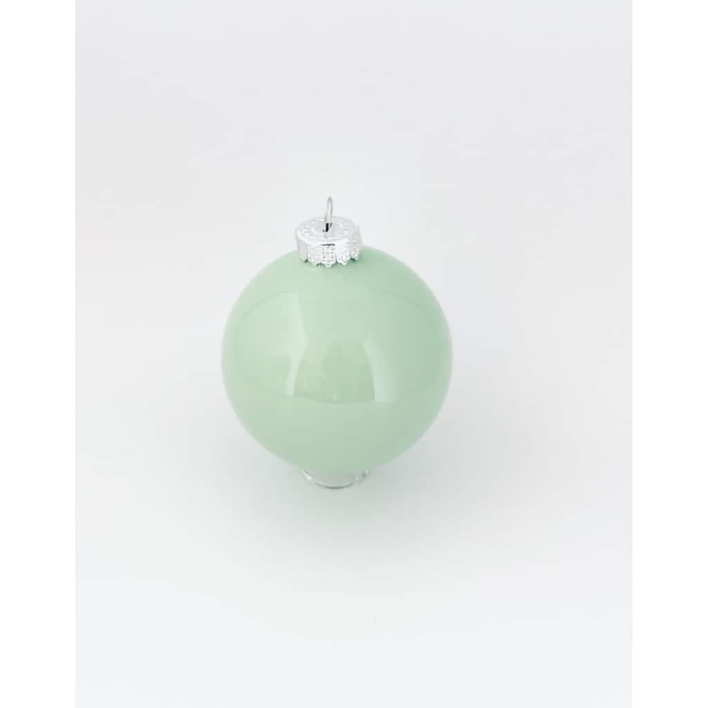 Pearl Finish Glass Christmas Ball Ornaments 3.25" (80Mm) Aqua Blue 8Ct