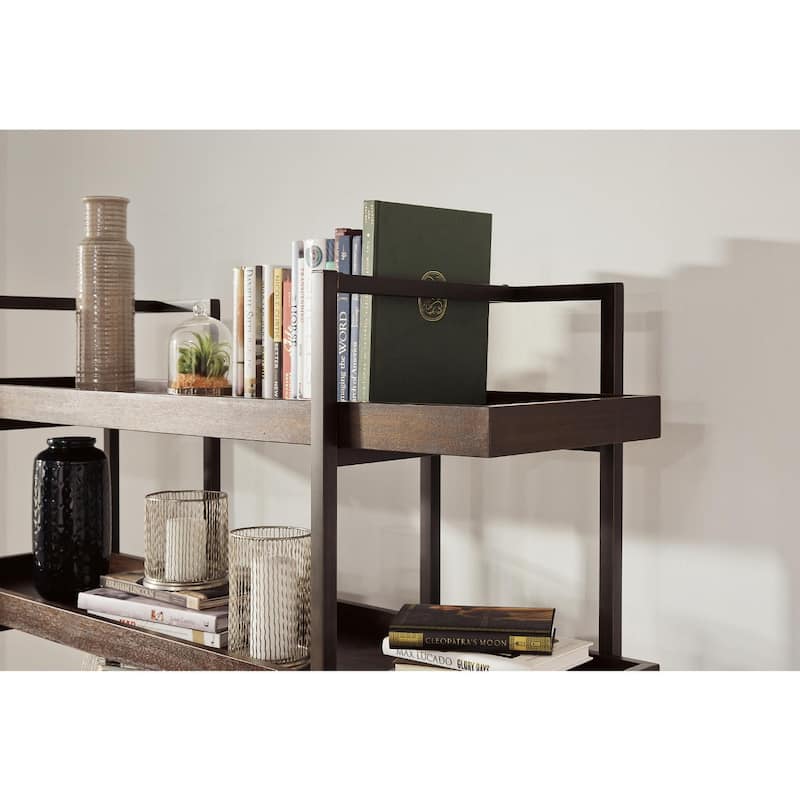 Starmore Brown Wood and Black Metal Bookcase