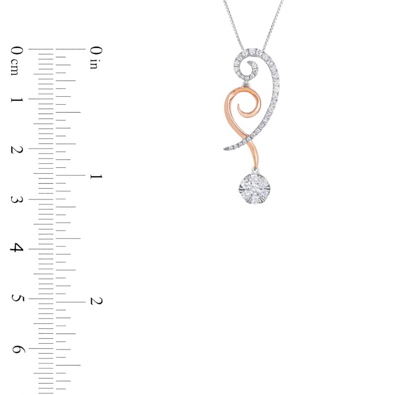 3/8 Cttw Natural Diamond 14KT 2-Tone Pink Gold Pendant