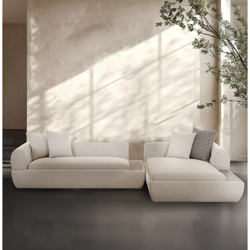 Pasargad Home Amara Beige Sectional Sofa 2 Pieces - W148"xD57"xH26"