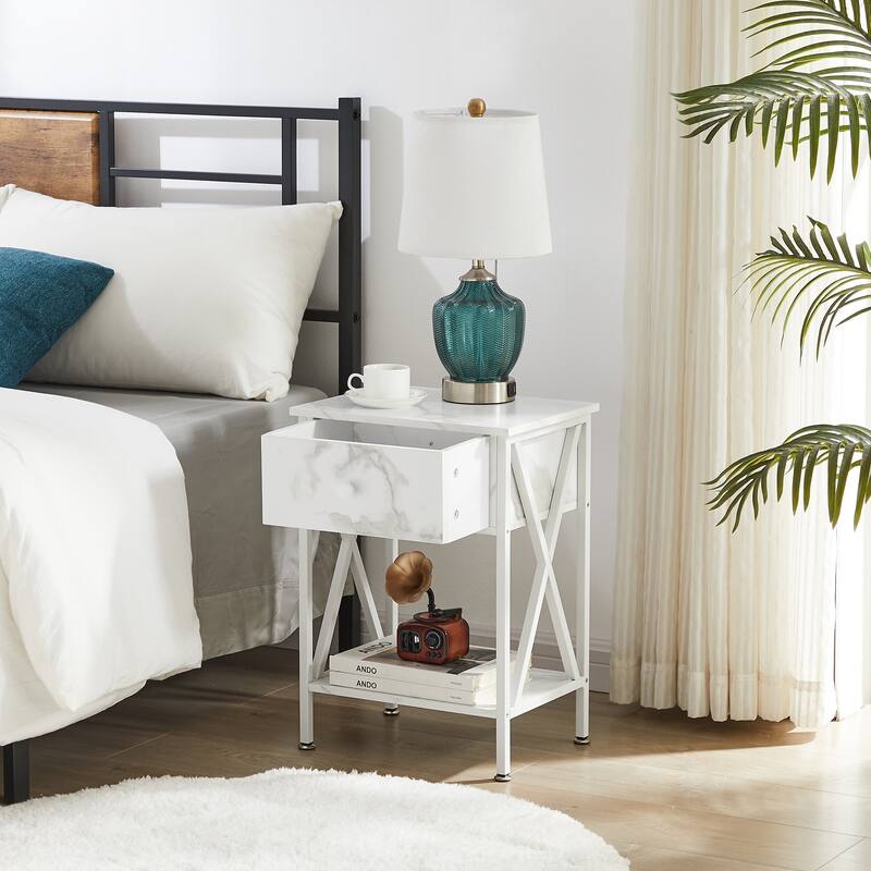 Javlergo Nightstand with 1-Drawer and Storage Shelf End Table Bedside Table for Bedroom Livigng room