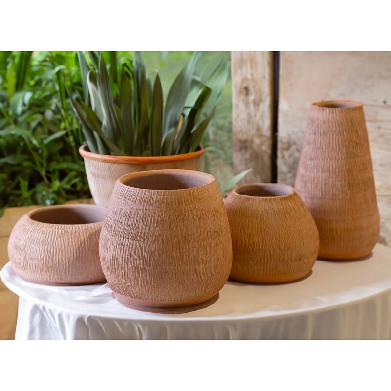 Tall Whitewashed Planter - 19" - Brown