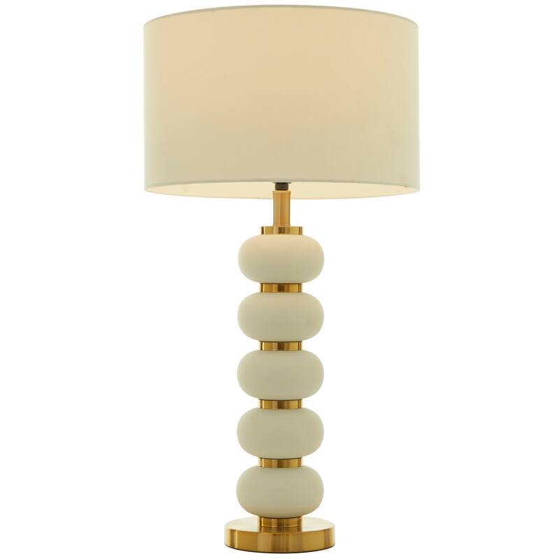Metal Orbs Style Base Table Lamp with Drum Shade - White or Black - CosmoLiving by Cosmopolitan - White