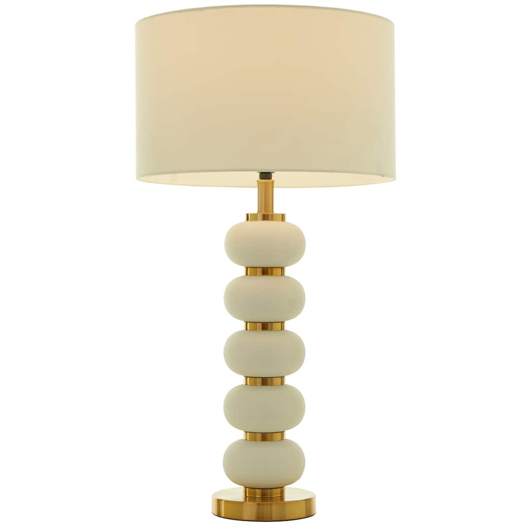 Metal Orbs Style Base Table Lamp with Drum Shade - White or Black - CosmoLiving by Cosmopolitan