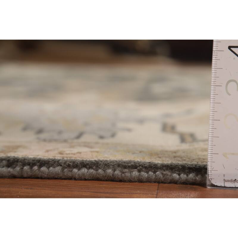 Gray Oushak Oriental Area Rug Hand-Knotted Wool Carpet - 9'0"x 11'11"