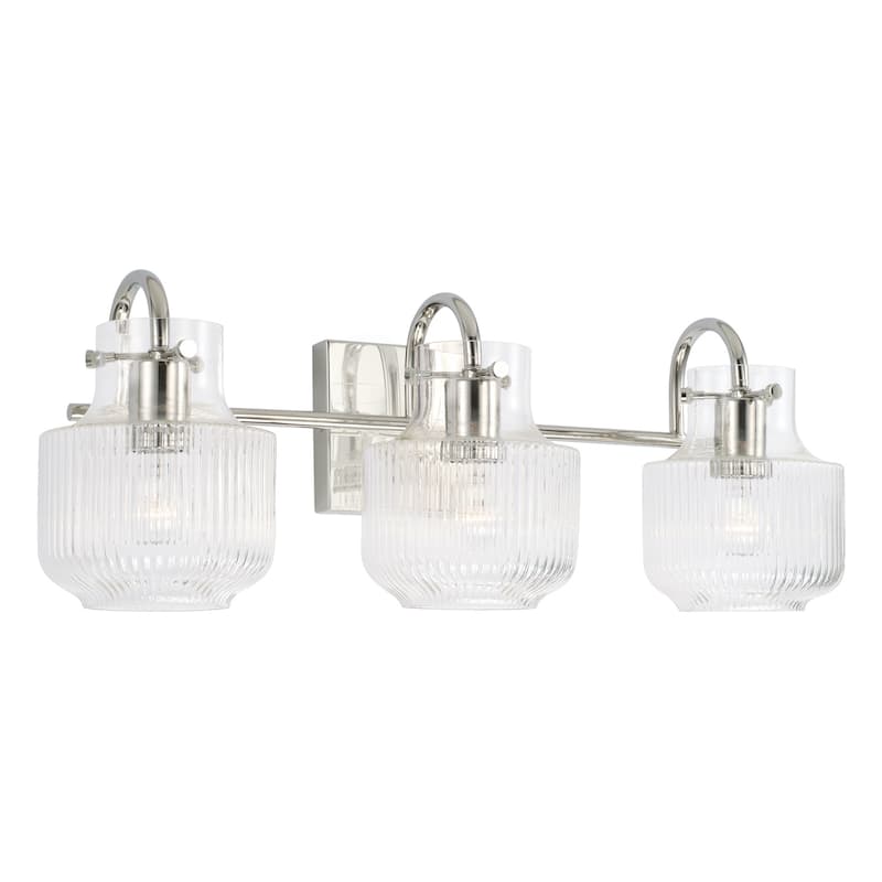 Nyla 3-light Bath/ Vanity w/ Clear Fluted Glass - Polished Nickel