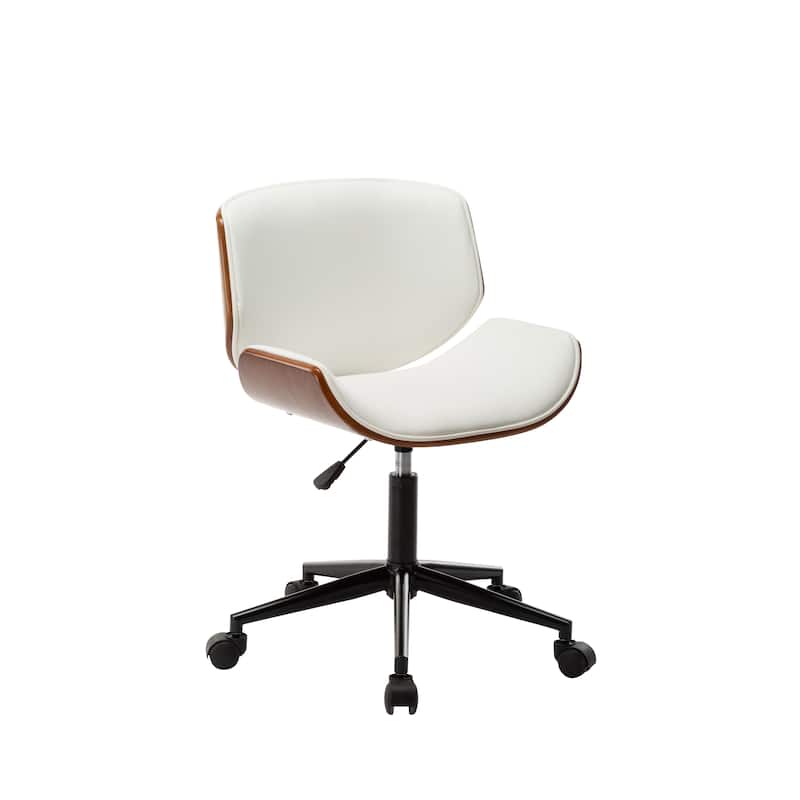 Porthos Home Niam Faux Leather Mid-Century Office Chair - White