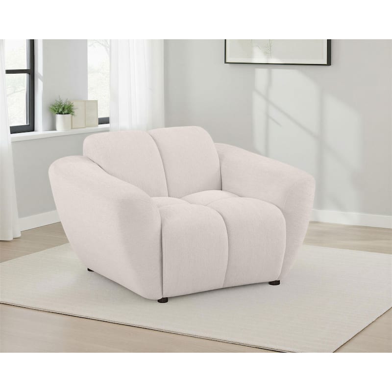 Destino Chenille Upholstered Splayed Arm Accent Chair Greige