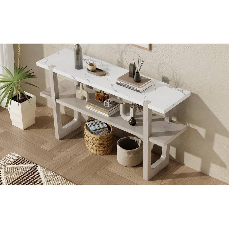 Retro Entryway Table with Open Shelf