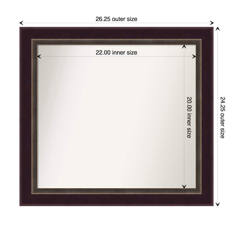 Signore Bronze Framed Non-Beveled Custom Wall Mirror, Bathroom Vanity Mirror - Outer Size: 26.25 x 24.25