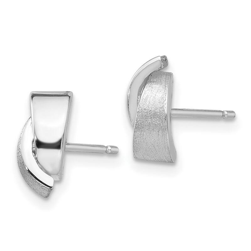 Curata 14k White Gold Polished and Satin Double Button Post Earrings 12x7mm