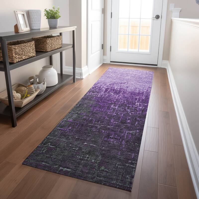 Machine Washable Indoor/ Outdoor Ombre Texture Chantille Rug - Purple - 2'3" x 7'6"