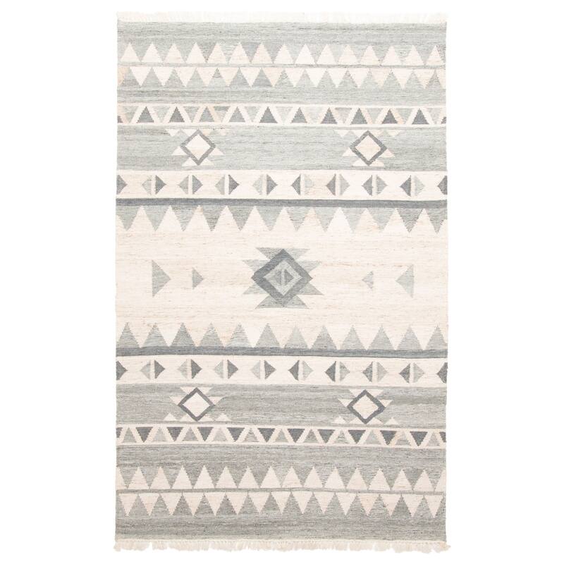 ECARPETGALLERY Flat-Weave Ankara FW Dark Grey Wool Kilim - 5'0 x 8'1