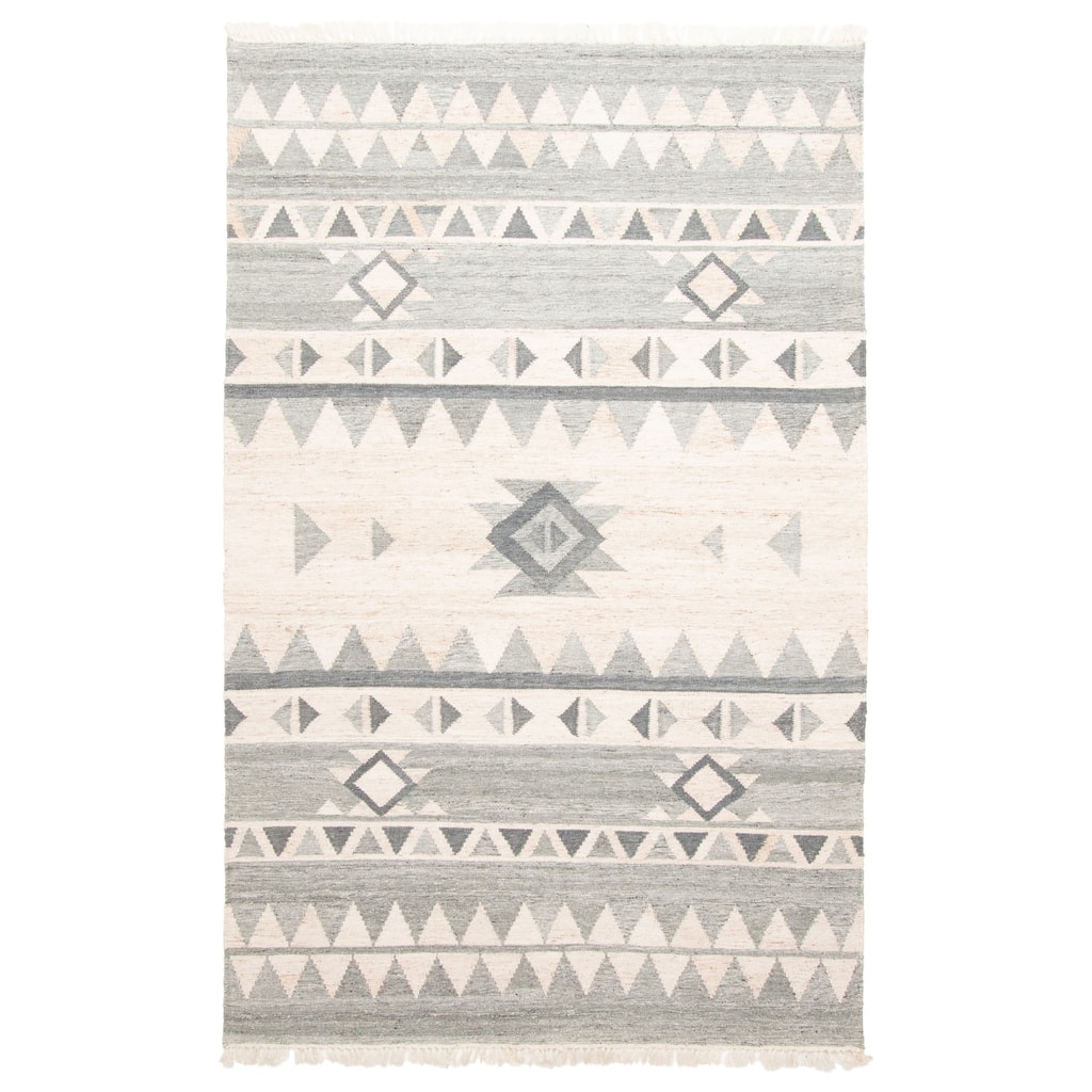 ECARPETGALLERY Flat-Weave Ankara FW Dark Grey Wool Kilim - 5'0 x 8'1