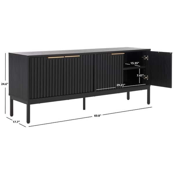 dimension image slide 2 of 5, SAFAVIEH Lylia 4-Door Entertainment Media Stand (Fits up to 65" Flatscreen TV) - 60.8 in. x 17.7 in. x 24.6 in.