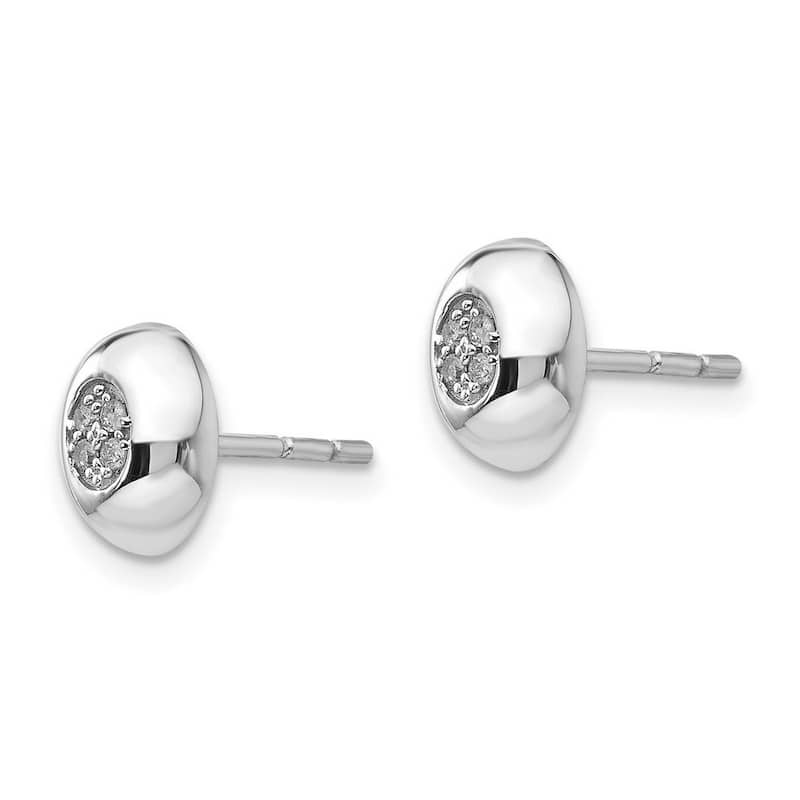 Curata 925 Sterling Silver Polished Post Earrings White Ice Diamond Earrings - 9x7mm Wide