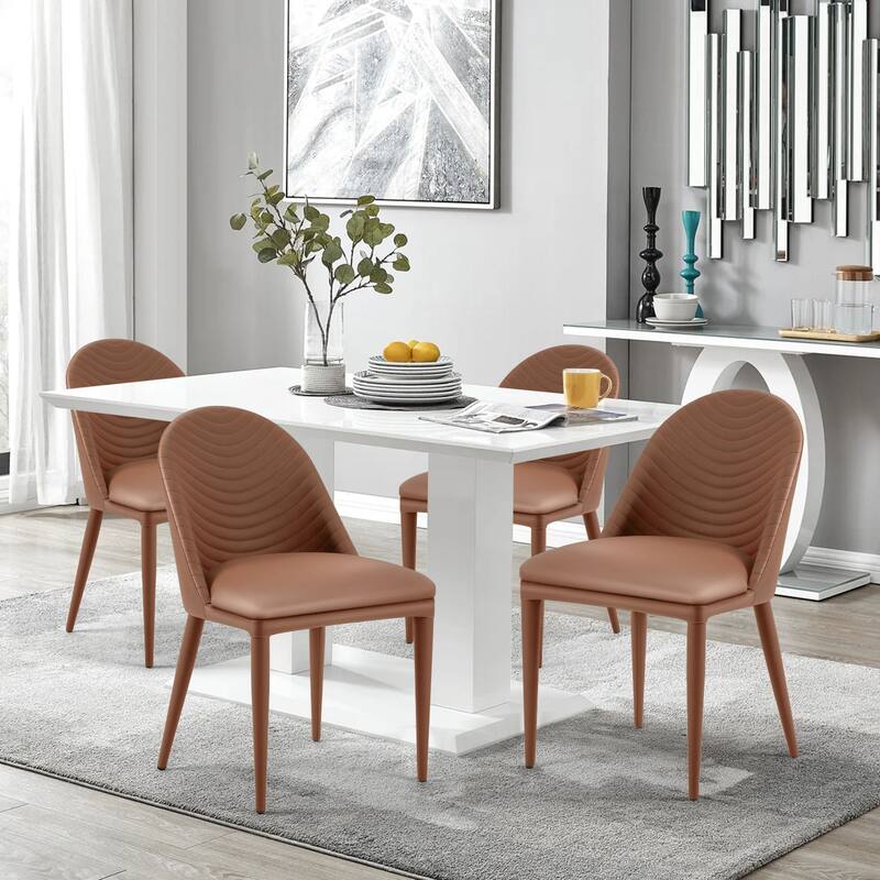 Fully Assembled Microfiber Leather Upholstered Dining Chairs, Set of 2 - 22.44"D x 18.5"W x 32.28"H