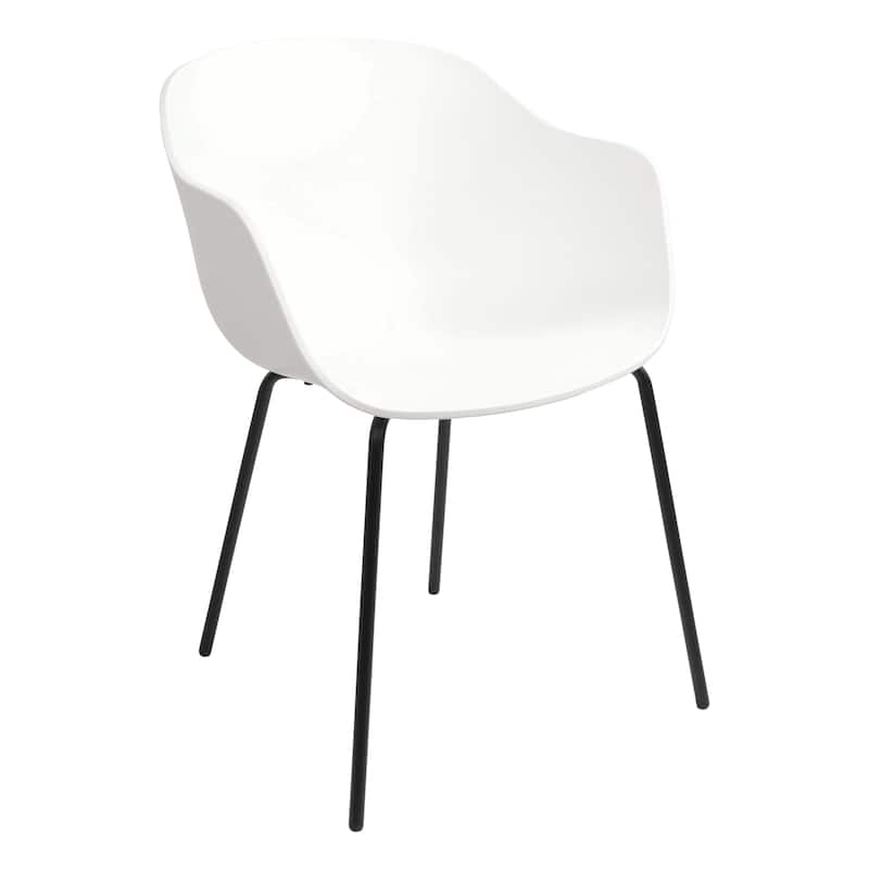 Furnish Theory Curve-K ML Indoor/Outdoor Dining Armchairs Arm Chairs w Polypropylene Shell & Powder-Coated Steel Legs (Set of 2)