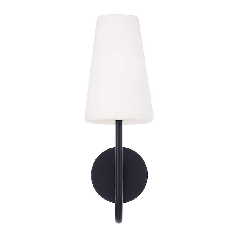 5.75" W x 17.25" H 1-Light Armed Sconce with Tapered Soft White Glass - 5.75"W x 17.25"H x 8.25"E