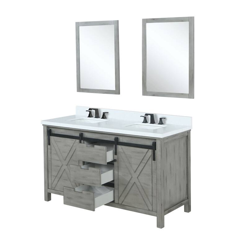 Marsyas Bath Vanity, Cultured Marble Countertop, Faucet Set and Mirrors
