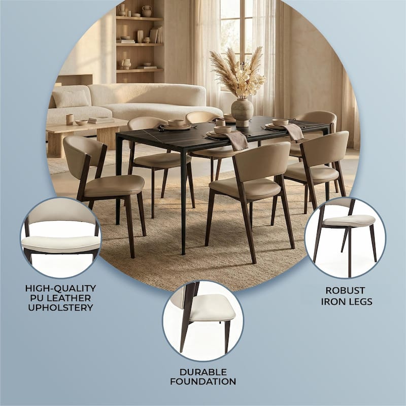 Aspen Modern Industrial Dining Chair with Metal Spindle Back & Premium Leather Seat – Urban Minimalist Side Chair