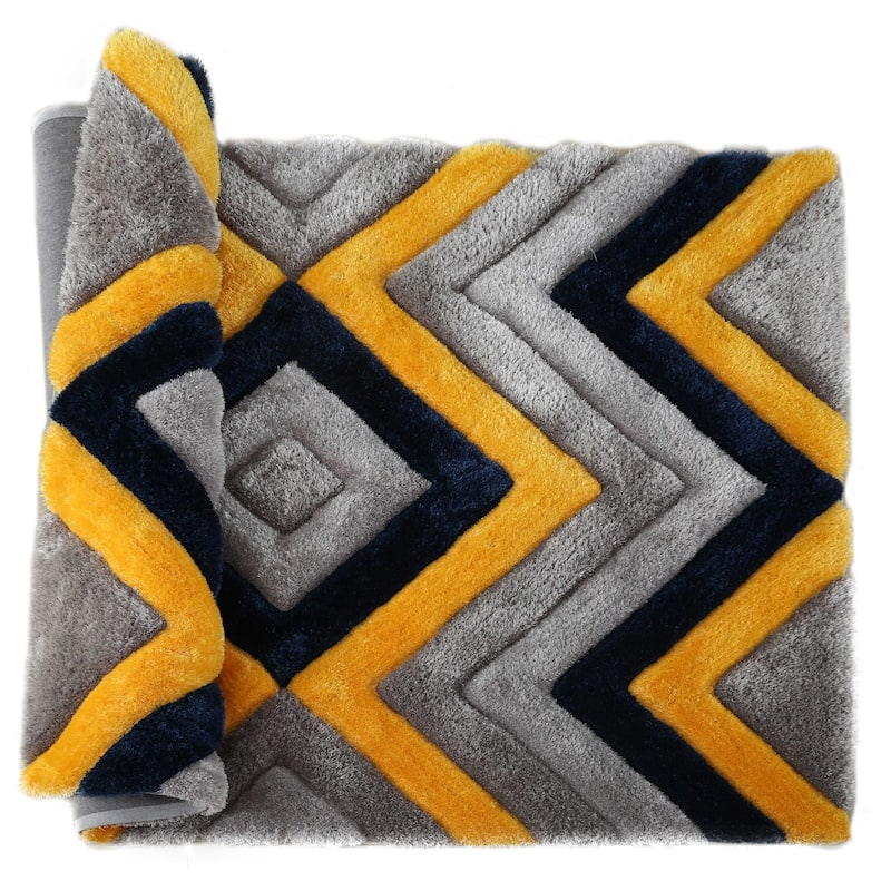 Mateos Shag Collection Abstract Area Rug - 5' X 7'