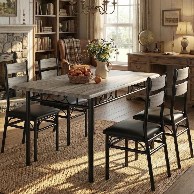 5 Piece Kitchen Dining Table and Chairs Set for 4 for Apartment Dining Room