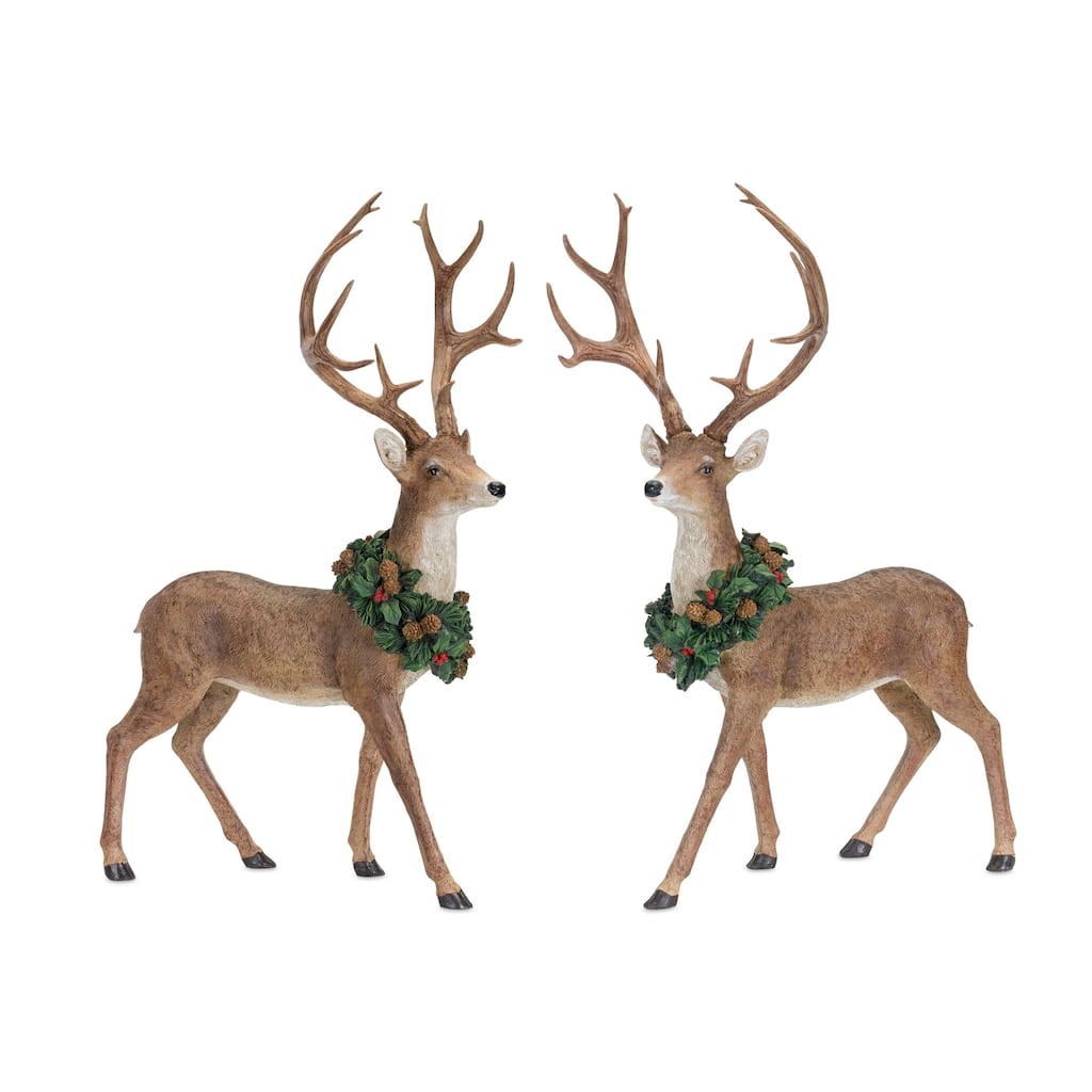 Deer w/Wreath (Set of 2)